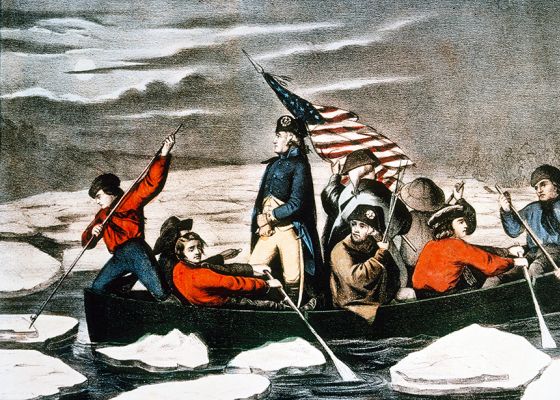 George Washington crossing the Delaware River, December 25, 1776, Currier & Ives, Lithograph